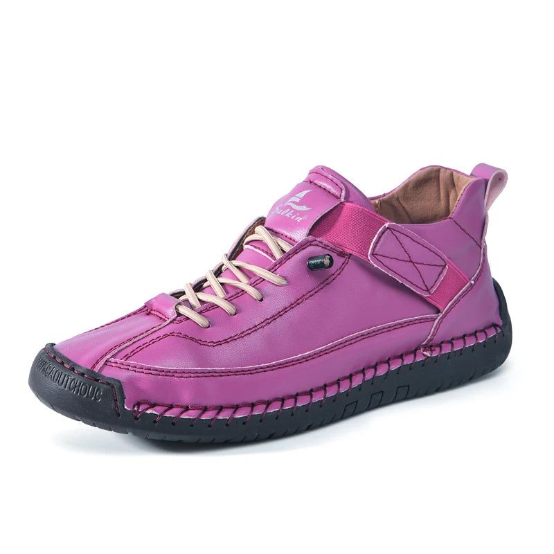 Handmade Women's Shoes Casual Ankle Boots Comfortable Slip-Resistant Breathable Shoes Elastic Strap Outdoor Walking Flat Shoes