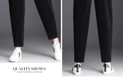 Plush Thick & Thin Casual Pants Corduroy Warm Pants Autumn Winter Leggings Harem Pants Trousers High Waist Women's Брюкиженские