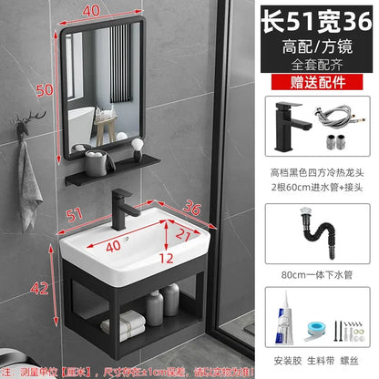 Bathroom Vanity with Sink Toilet Simple Small Apartment Household Wall-mounted Storage Balcony Washbasin Cabinet with Mirror
