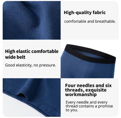 4 Pack Europe and America Size MEN'S Solid Color Sexy Boxer Underwear Antibacterial Breathable plus Size MEN'S Shorts Underwear