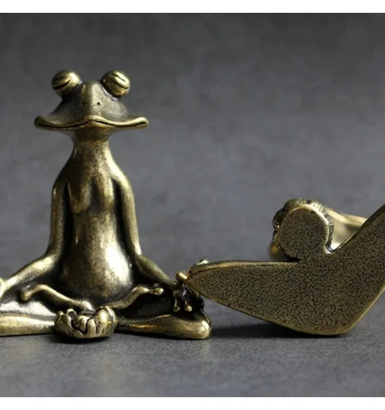 Retro Copperware Incense Socket Zen Frog Ornaments Solid Pure Copper Frog Tea Pet Incense Holder Ornaments