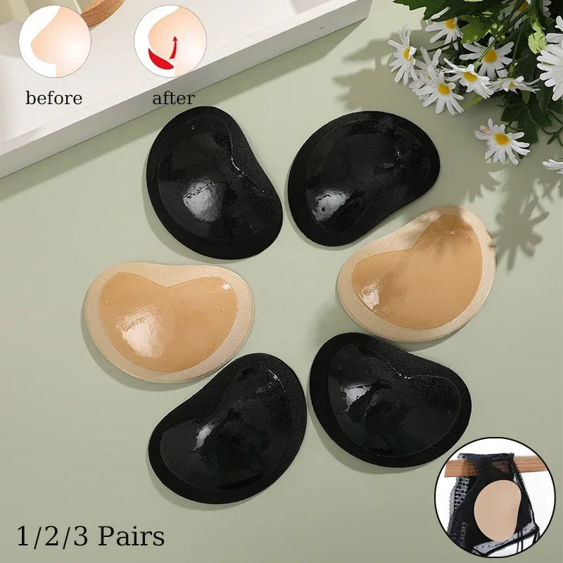1Pair Silicone Bra Inserts Breast Pads Sticky Push-up Women Bra Cup Thicker Nipple Cover Patch Bikini Inserts for Swimsuit