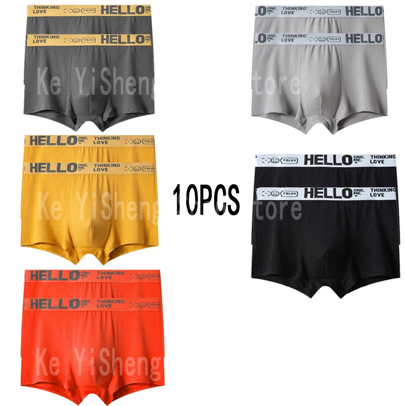 10PCS Men's underwear mid-waist breathable lightweight boxers boxers letter suit men's underpants in multiple colors