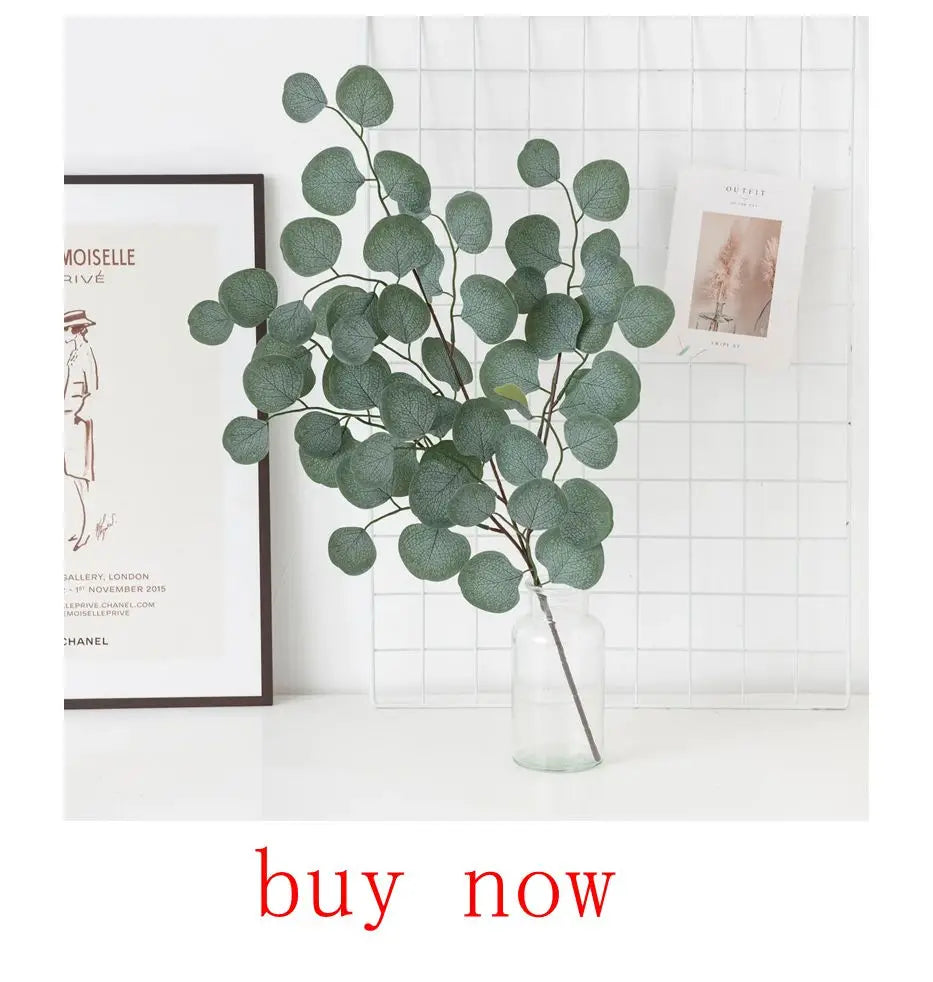 30Pcs/Bundle Fake Green Plant Cheap Artificial Plastic Flowers for Home Table Decorative Wedding Christmas Diy Candy Gift Box