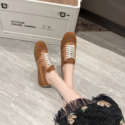 Shoes for Women 2025 Spring Autumn New Genuine Leather Ladies Moral Training Vulcanized shoes Retro Casual Flat Women's Sneakers