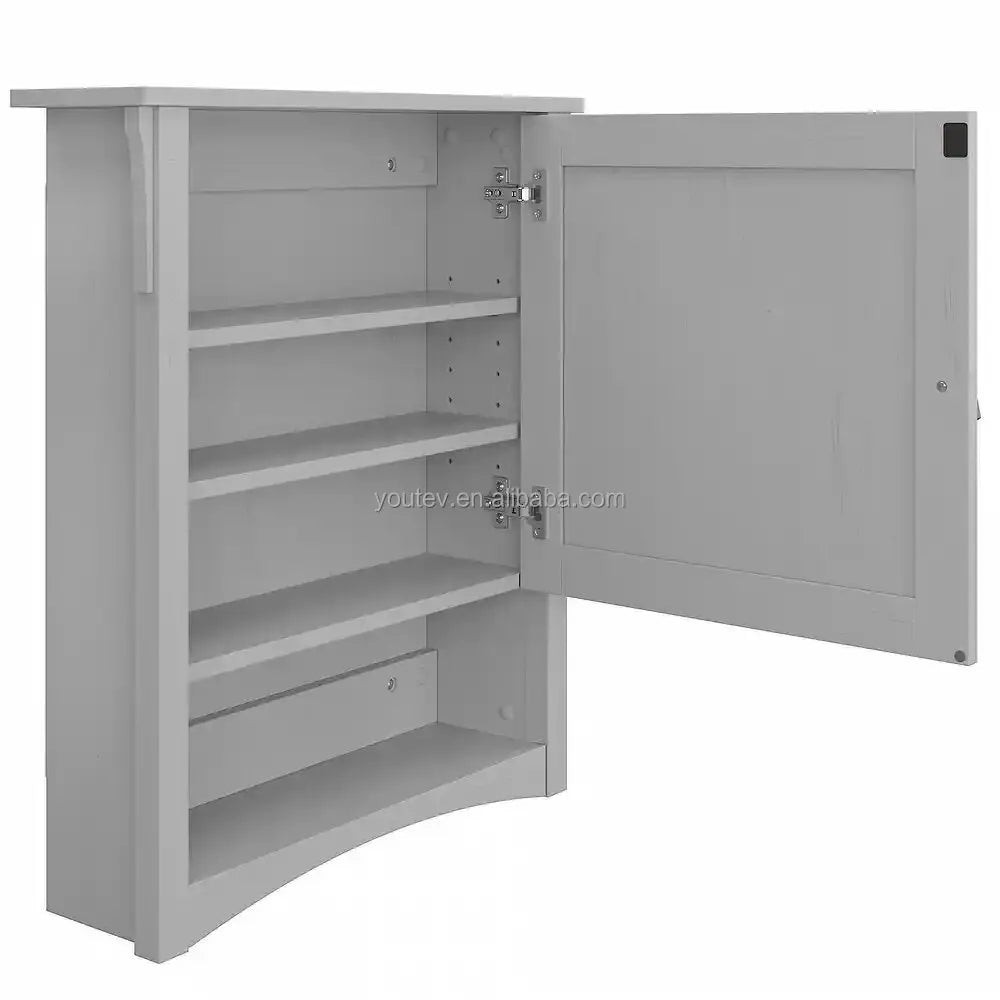 Bathroom Medicine Cabinet With Mirror Wall Mounted Storage Cabinet With Single Door And Open Shelf