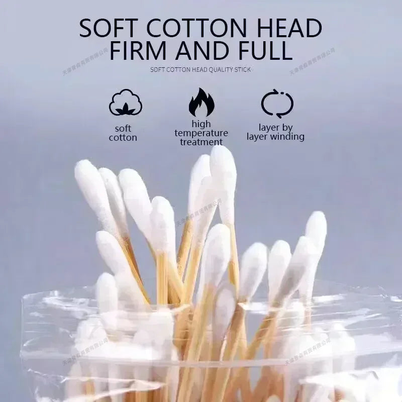 1-20Packs 100Pcs/Pack Wooden Sticks Baby Cotton Swabs Cleaning of Ears Tampons Health Beauty Cotton Swab Cleaning Cotton Buds