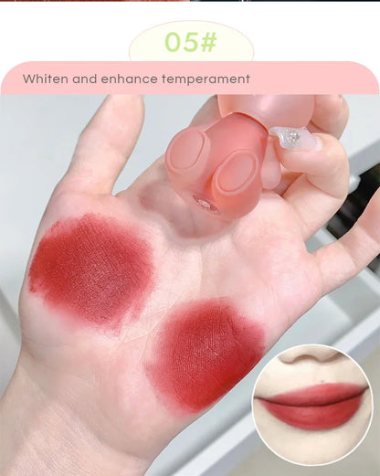 Gege Bear Rabbit Lip Glaze, Matte Velvet Lip Clay Long-lasting Color Non-drying Lipstick