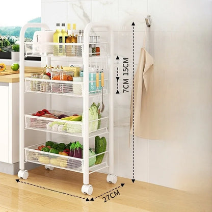 Kitchen Storage Ra Doorstep Drop off Mobile Cart Standalone Floor-Mounted Multi-Functional Organizer for Cooking Utensils