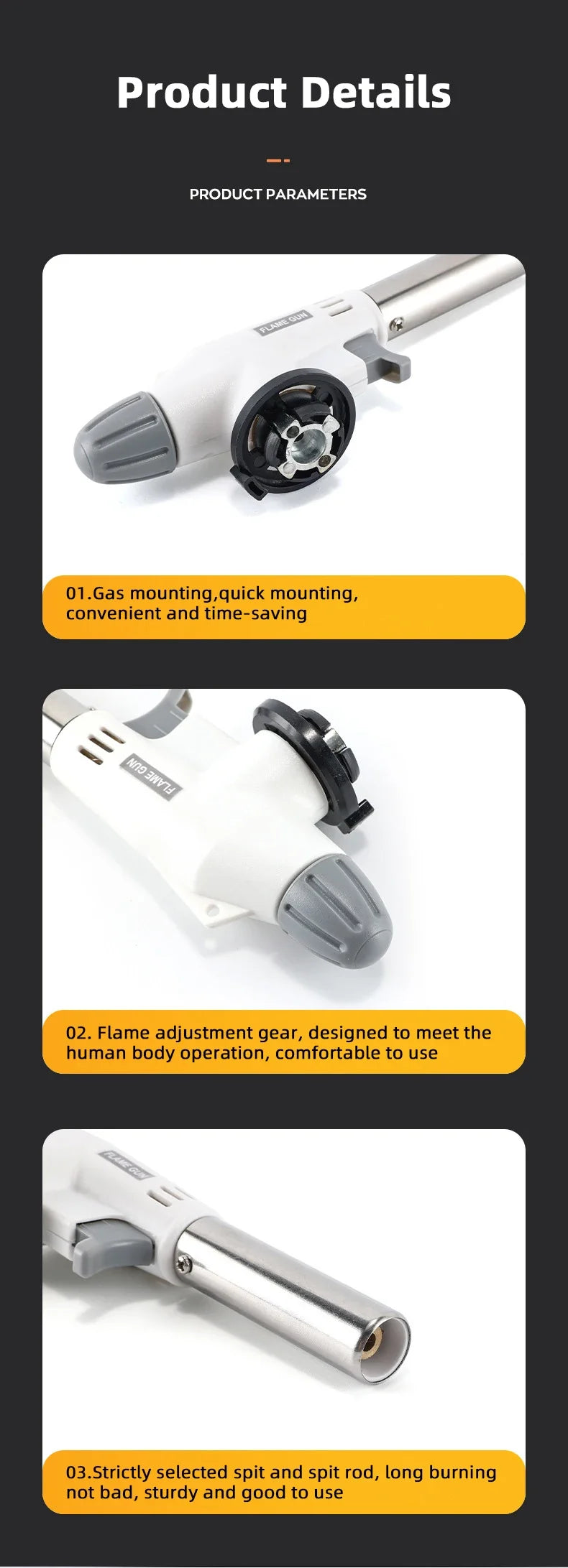 Torch Cooking AutoIgnition Butane Gas Welding-Burner Welding Gas Burner Flame Gas Torch Flame Gun Blow for BBQ Camping Cooking