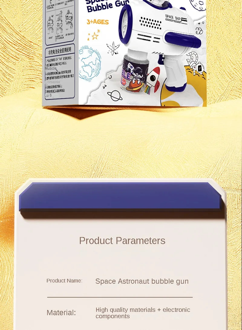 Children Bubble Gun Toy Astronaut Fully Automatic Bubble Machine Bubbles Gun Outdoor Game Fantasy Toy for Boys Girls Gifts