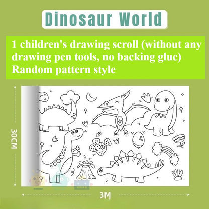 300CM DIY Drawing Roll Sticky Color Filling Paper Graffiti Scroll Coloring Roll Kids DIY Painting Educational Toys For Children