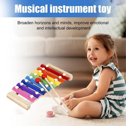Montessori Wooden 8 Tones Multicolor Xylophone Wood Musical Instrument Toys For Baby Kids Puzzles Early Learning Games