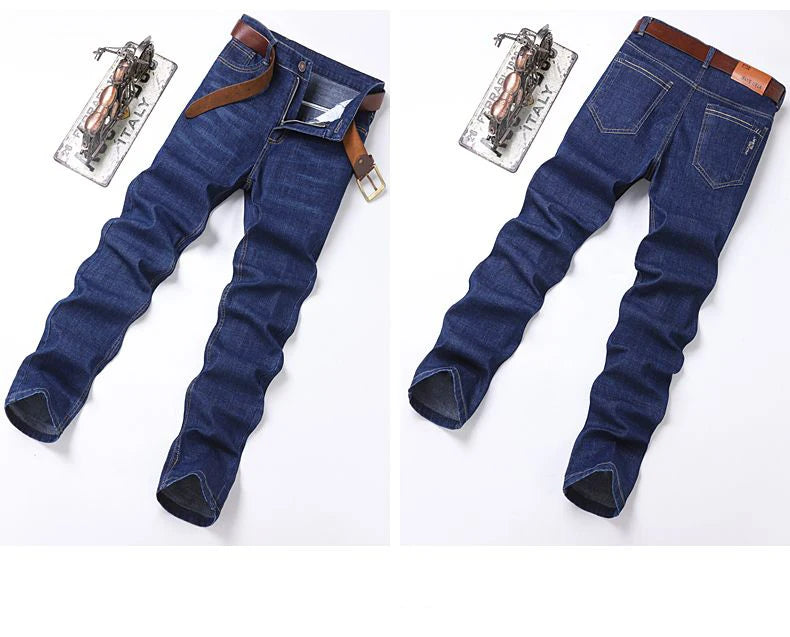 2025 Four Seasons New Men's Denim Business Pants High Quality Good Fabric Comfortable Slimming Straight leg Jeans Light Blue