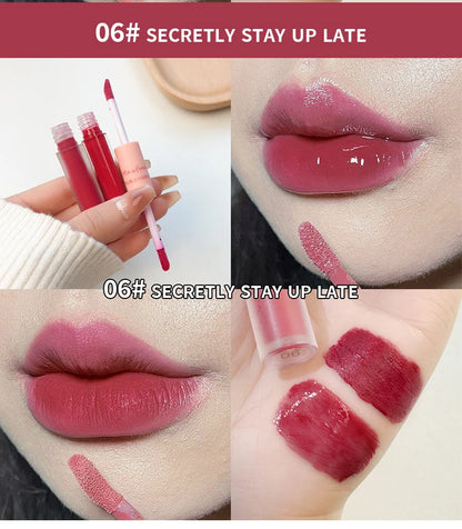 Matte Mirror Double Ended Lip Gloss Velvet Texture And Jelly Texture Moisturizing And Easy To Apply Lip Liquid Lipstick
