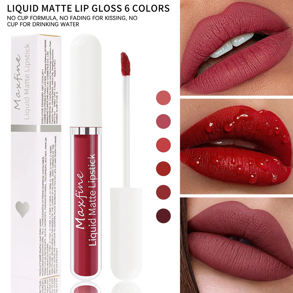 Waterproof Long Lasting Matte Lip Gloss Non Stick Cup Liquid lipstick