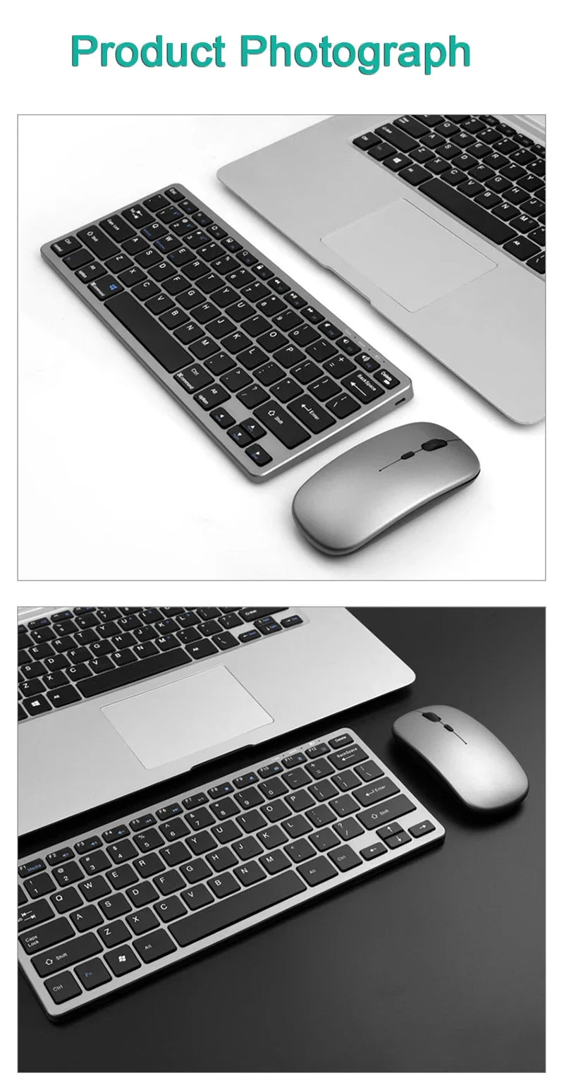 Bluetooth 5.0 &2.4G Wireless Keyboard and Mouse Combo Mini Multimedia Keyboard Mouse for Computer Laptop PC iPad Macbook Android
