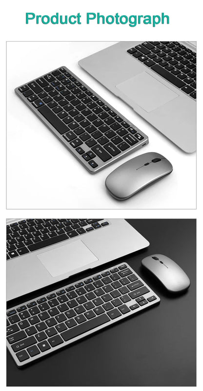 Bluetooth 5.0 &2.4G Wireless Keyboard and Mouse Combo Mini Multimedia Keyboard Mouse for Computer Laptop PC iPad Macbook Android