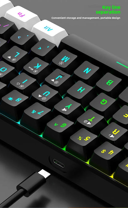 Keyboard and mouse sets 60% RGB gaming with keyboards mouse combo pc kit gamer backlit mini 61 keys computer wired set key board