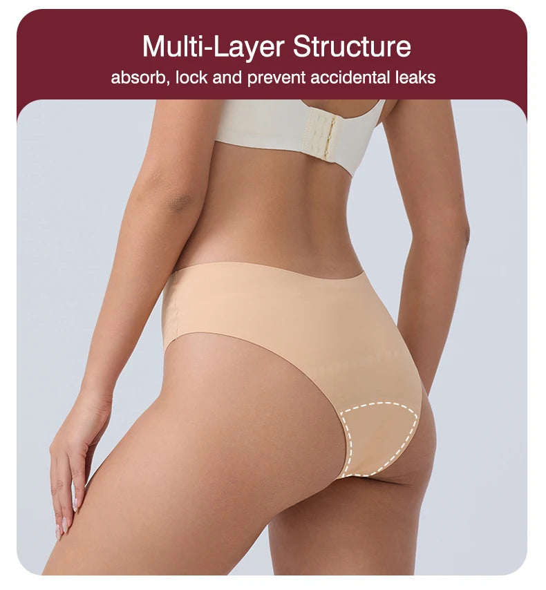 Seamless Period Underwear Girls High Waist Menstruation Panties Women's Menstrual Panties Ladies Menstrual Underwear Leak Proof