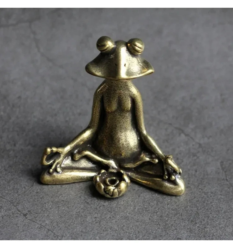 Retro Copperware Incense Socket Zen Frog Ornaments Solid Pure Copper Frog Tea Pet Incense Holder Ornaments