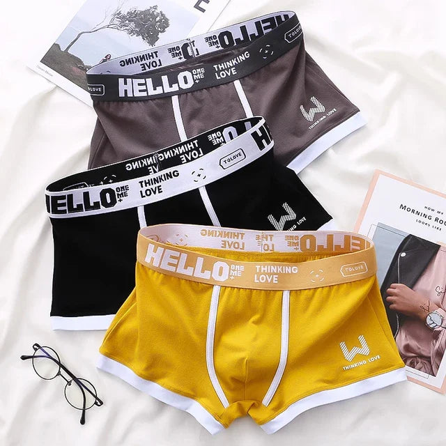 1Pcs Men Cotton Boxer Shorts Panties Underwear3 Colors L XL 2XL 3XL Soft Letter Belt Breathable Soft Fashion Sports