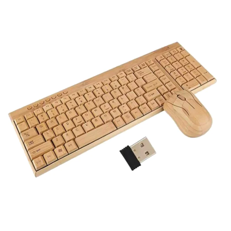 SOFT-Wireless Keyboard Mouse Bamboo Wood Computer Keyboard Bamboo Wireless Keyboard Andmouse