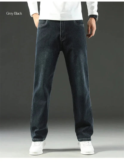 2025 New Spring and Autumn Men's Jeans, Loose, Comfortable, Straight, Business Casual, Versatile Wide-leg Business Trousers