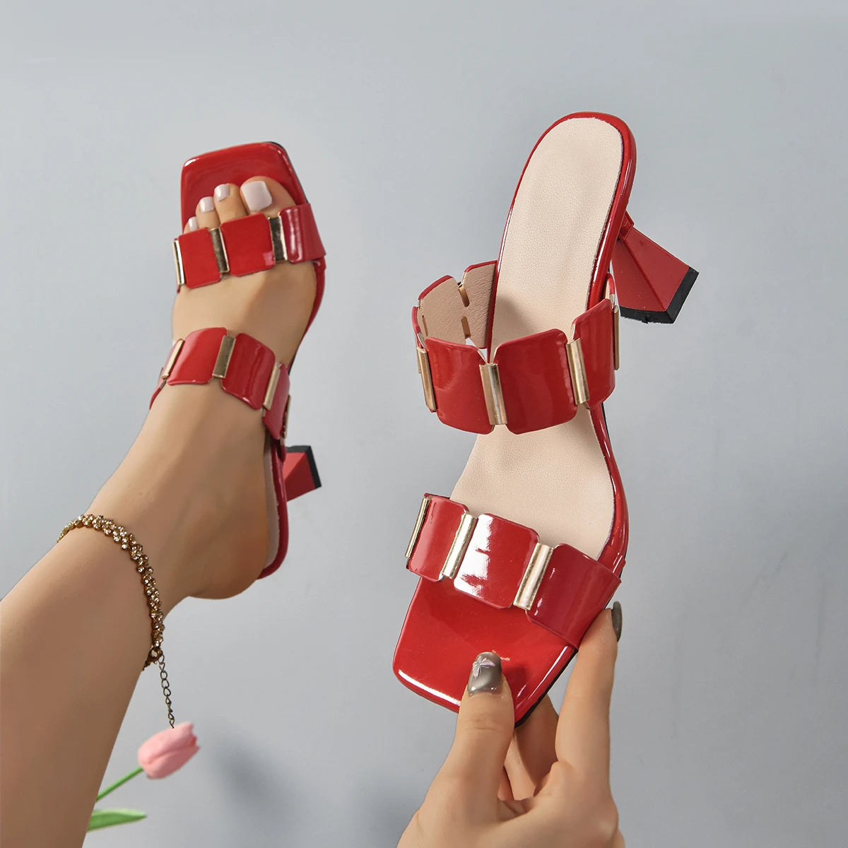 Shoes for Women 2025 Women Fashion Spring Summer High Heel Sandals Lady Sexy Comfortable Female Cute PU Sandals Women Shoes