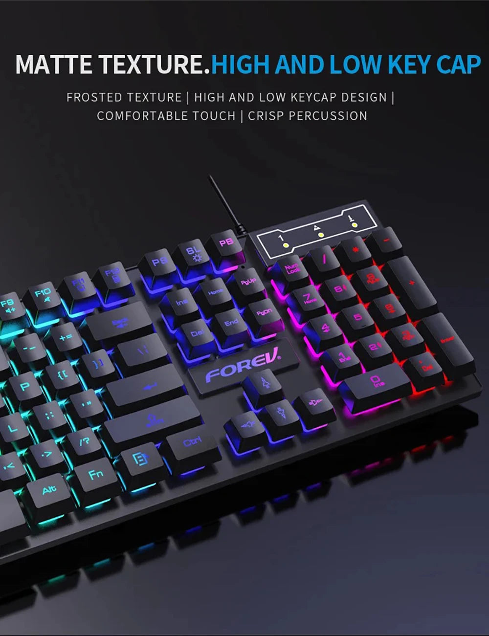 Wired Office Gaming Keyboard Mouse Set USB RGB Backlight Luminous Mechanical Feel Keyboard For Laptop Computer PC Accessories