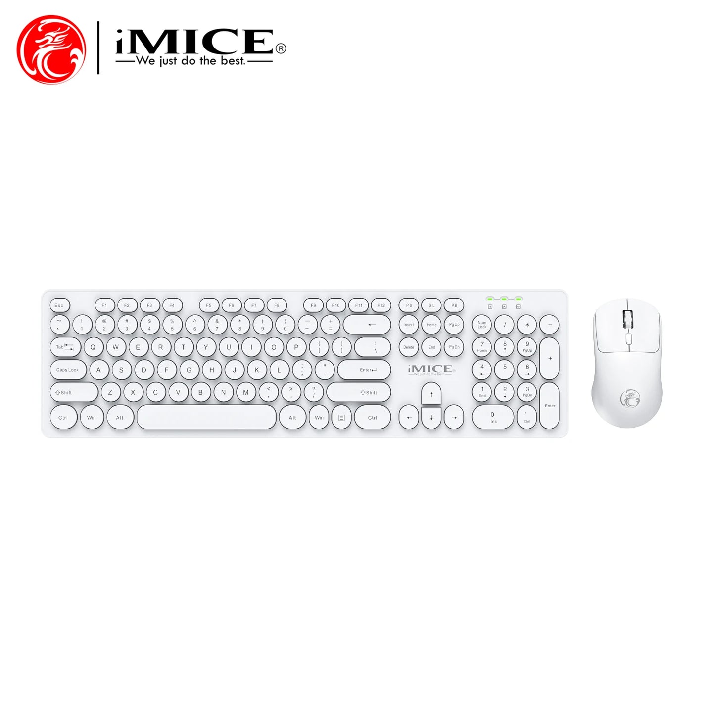 Wireless Keyboard and Mouse Combo - Full Size Wired Backlit Gaming Keycaps Optical Mouse with Adjustable DPI for Business Office