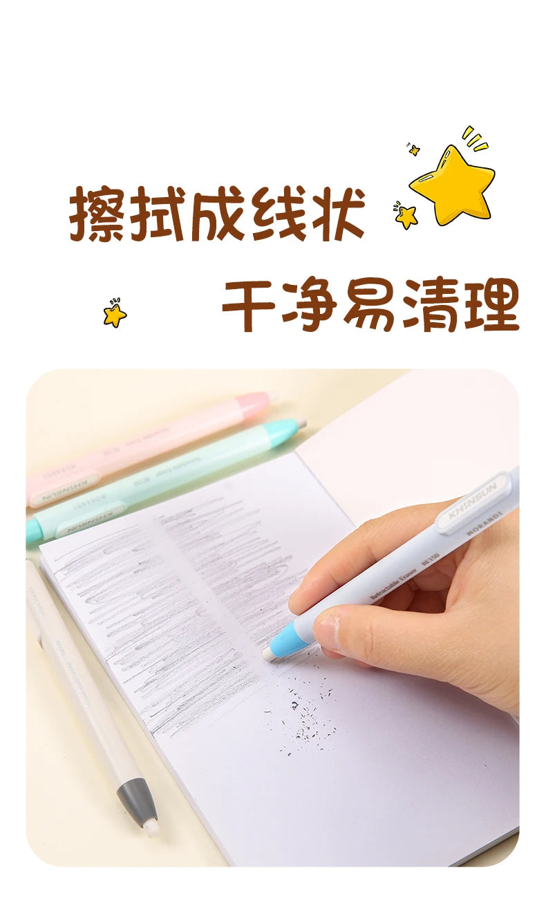 Press Retractable Pencil Eraser Correction Supplies Pen Style Pencil Rubber Writing School Supplies Stationery