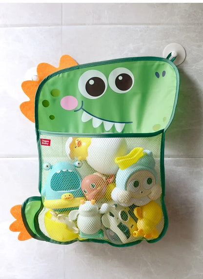 Kids Tidy Organizer Storage Suction Bathroom Bathtub Doll Hanging Bag  Dinosaur Animal Baby Bath Toys Basket Mesh Bag Water Toys