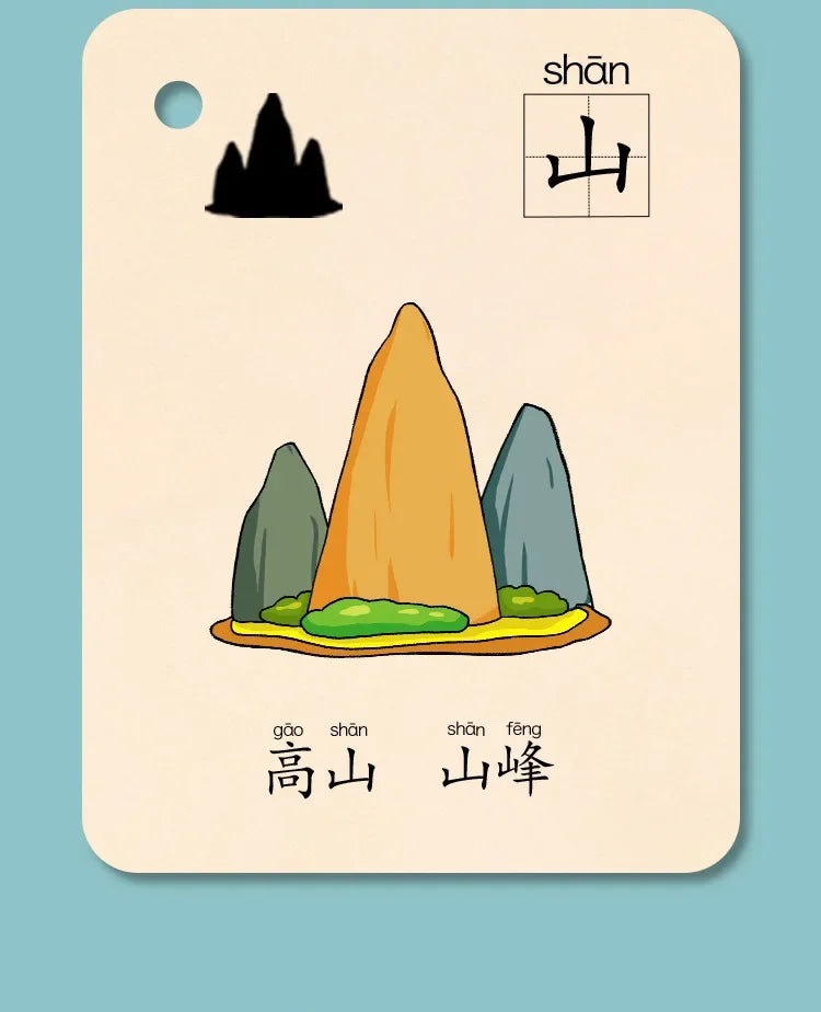 Characters Picture Enlightenment Double Literacy Card Children's Kindergarten Chinese Pinyin Card Hanzi Learning Age