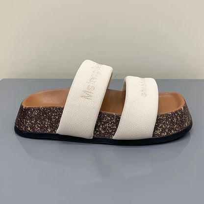 Women's Shoes Alphabet Fashion Casual Slippers 2022 New Summer Thick Bottom Non-slip Medium Heel Sandals for Outer Wear