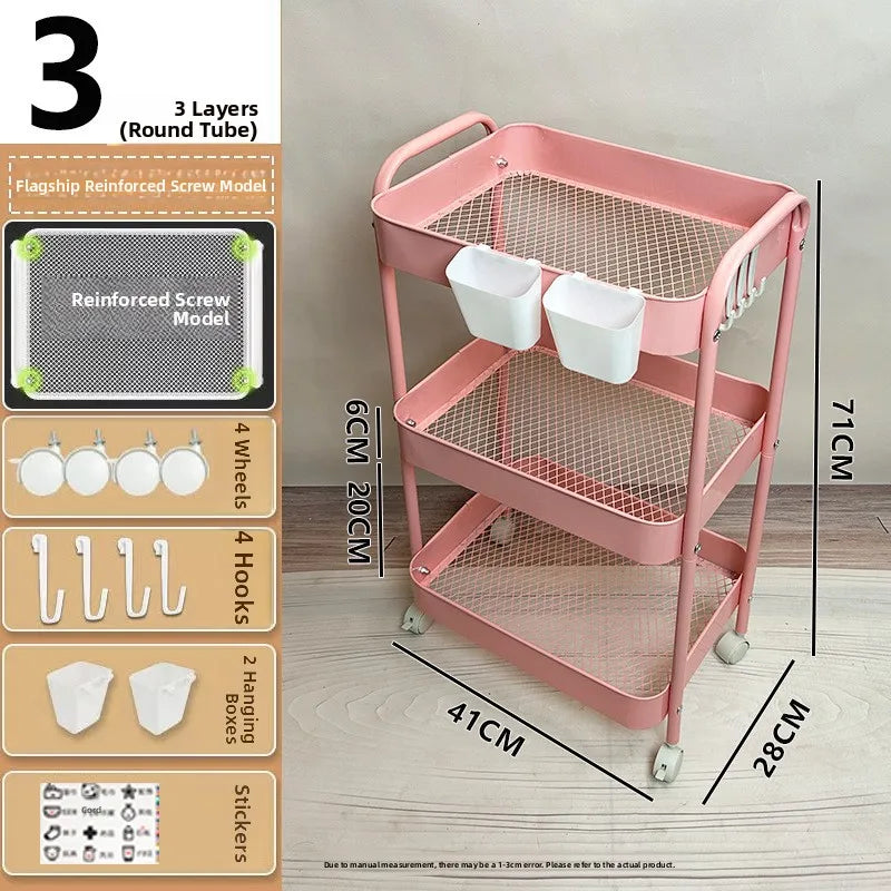 Kitchen Storage Ra Doorstep Drop off Mobile Cart Standalone Floor-Mounted Multi-Functional Organizer for Cooking Utensils