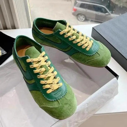 Shoes for Women 2025 Spring Autumn New Genuine Leather Ladies Moral Training Vulcanized shoes Retro Casual Flat Women's Sneakers