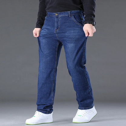 Men Light Luxury Elastic force loose Fit Pants Comfortable Soft Business Fashion ventilate Casual Denim Trousers Male Clothing