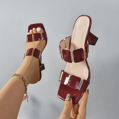 Shoes for Women 2025 Women Fashion Spring Summer High Heel Sandals Lady Sexy Comfortable Female Cute PU Sandals Women Shoes