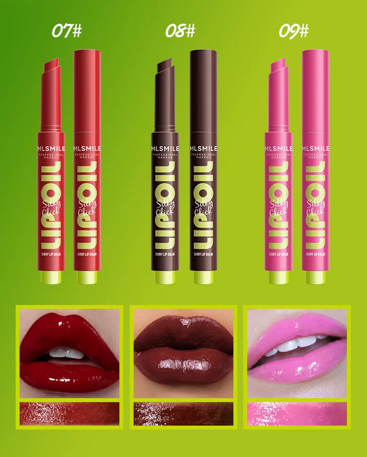multicolor Silky Click Lip Care Hydrating Solid Lip Gloss with Radiant Mirror Shine, Effortless Press Long-Lasting
