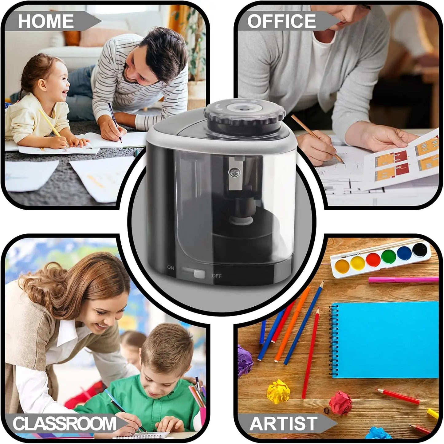 Electric Sharpener Desktop Automatic Pencil Sharpener Suitable To Pencils (6-8mm) for Students School Office Stationery Desktop