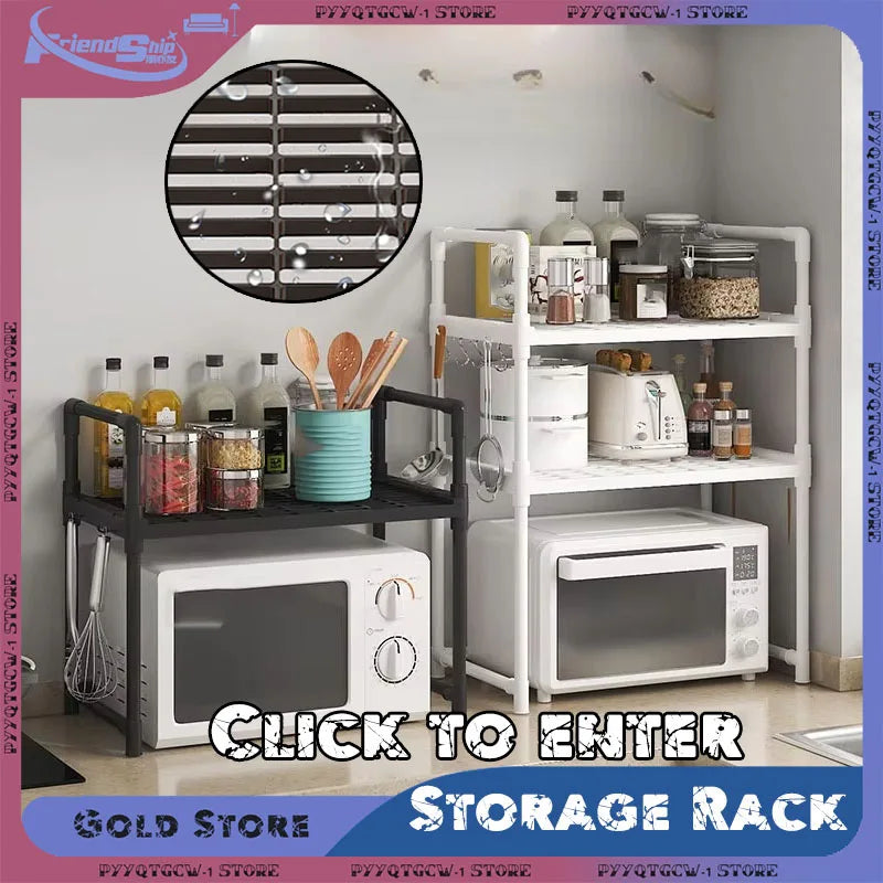 Kitchen Storage Rack Microwave Shelf Condiment Organizer Shelf Multi-Layer Simple Countertop Tidying Shelves Kitchen Accessories