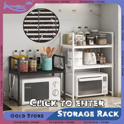 Kitchen Storage Rack Microwave Shelf Condiment Organizer Shelf Multi-Layer Simple Countertop Tidying Shelves Kitchen Accessories