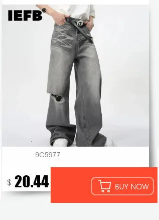 IEFB 2024 Autumn Men Denim Pants Straight Droop Vintage Loose Bottom Straight Wide Leg Casual Male Trousers Korean Style 9C1519