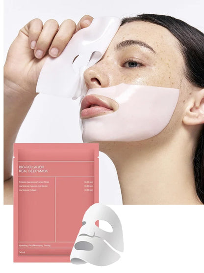 1/4/10PCs Bio Collagen Face Mask Shrink Pores Deep Hydrating Overnight Mask Moisturizing Refreshing Brightening Face Skin Care
