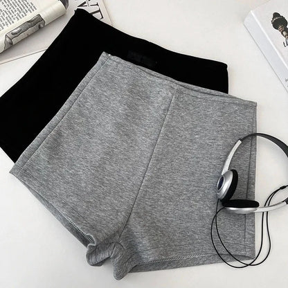 Summer basic solid color versatile shorts for women casual and elegant high-waisted slimming straight shorts