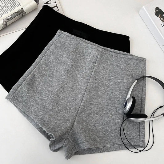 Summer basic solid color versatile shorts for women casual and elegant high-waisted slimming straight shorts