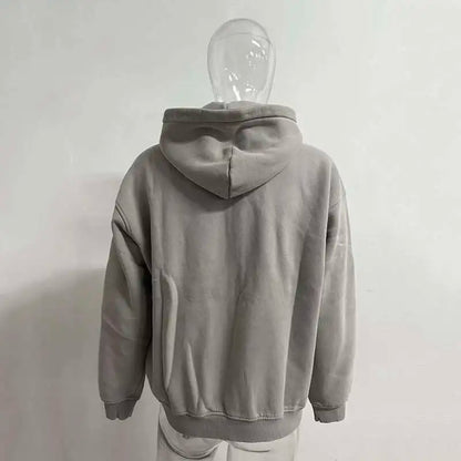 IEFB Men's Wear Wax Printing Vintage Male Hoodies Oversized Loose Zipper Water Washed Plush Sweatshirt Trendy New 9C9349