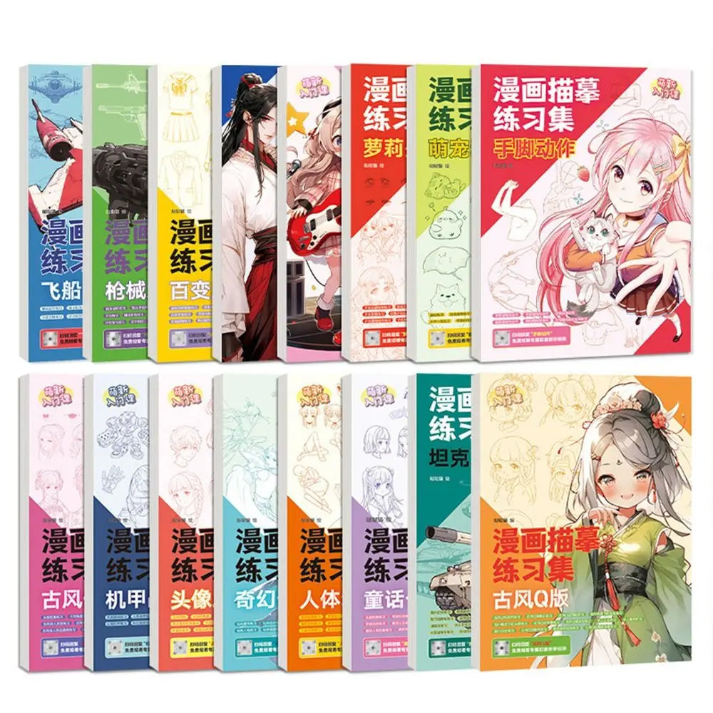 Comics Girl Boy Comics Hand Drawn Tutorial Book Studying Novice Zero Basic Line Draft Practice Book Drawing Copy Book Learning