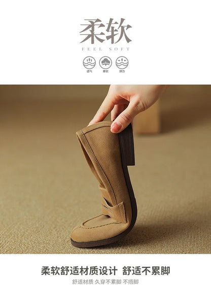 Shoes for Women 2024 Summer Brown Casual Flats Ladies Shoe Fashion Suede Loafers Soft Sole Non-Slip Feminino Zapatos Mujer
